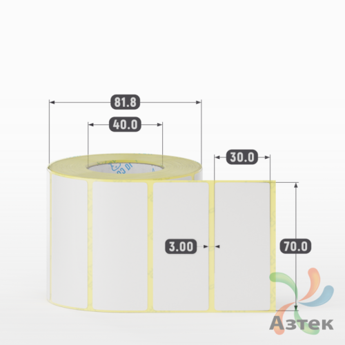 Термотрансферная этикетка 70х30 (рядов 1 по 900 шт) Полуглянец в рулоне, втулка 40 мм (к) IQ code