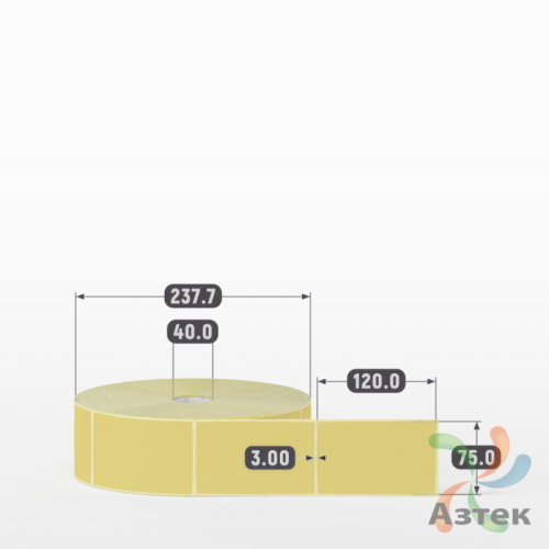 Термоэтикетка 75х120 Termo ECO цветная (рядов 1 по 2500 шт), втулка 40 мм (к) цвет - Pantone 127 U, 