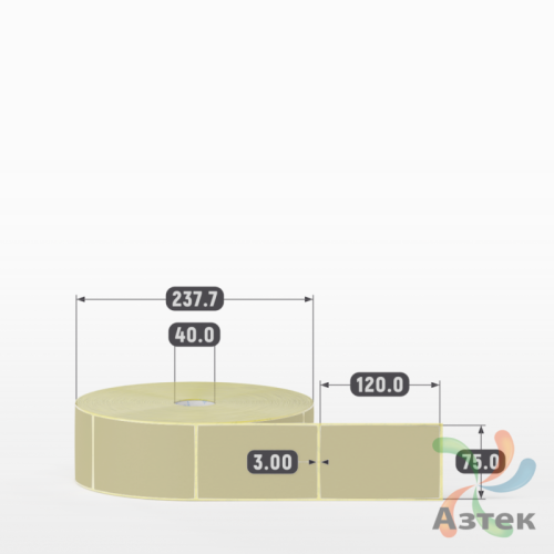 Термоэтикетка 75х120 Termo ECO цветная (рядов 1 по 2500 шт), втулка 40 мм (к) цвет - Pantone 5865 U, 