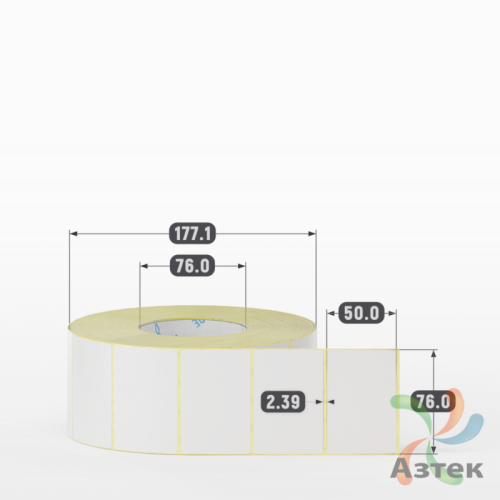 Термотрансферная этикетка 76х50 (рядов 1 по 2 740 шт) Полуглянец в рулоне, втулка 76 мм (к) IQ code