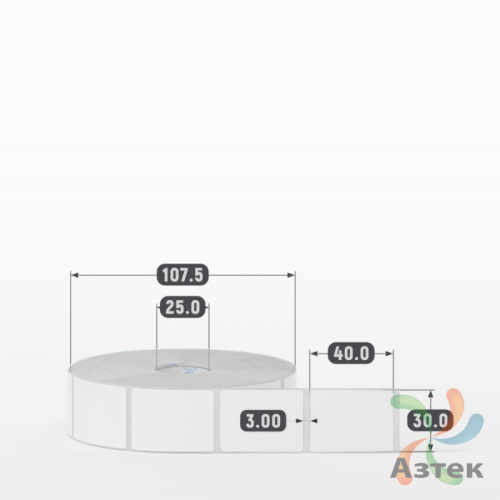 Этикетка самоклеящаяся 30х40 (рядов 1 по 1 500 шт) Полипропилен белый в рулоне, втулка 25 мм (к) IQ code 	