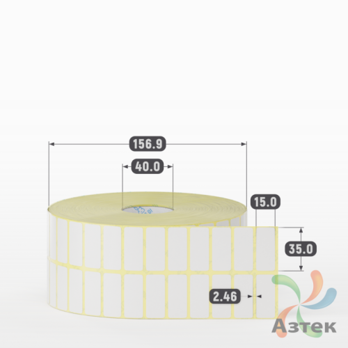 Этикетка самоклеящаяся 35х15 (рядов 2 по 4 000 шт) PVC WHITE (Eggshell fragile) белая в рулоне, втулка 40 мм (к) IQ code