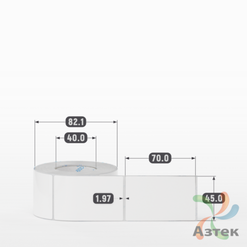 Этикетка самоклеящаяся 45х70 (рядов 1 по 400 шт) Полипропилен белый в рулоне, втулка 40 мм (к) IQ code 	
