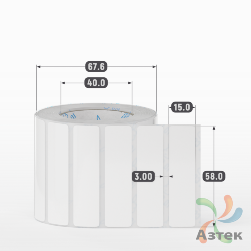 Этикетка самоклеящаяся 58х15 (рядов 1 по 1 000 шт) Полипропилен белый в рулоне, втулка 40 мм (к) IQ code 	
