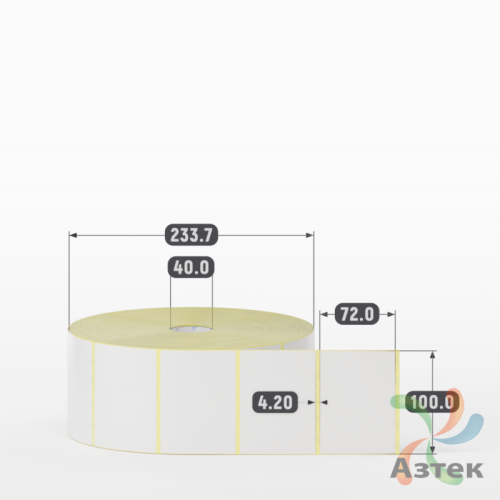 Термотрансферная этикетка 100х72 (рядов 1 по 4 000 шт) Полуглянец в рулоне, втулка 40 мм (к) IQ code