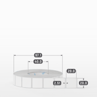 Этикетка самоклеящаяся 20х20 (рядов 1 по 2 000 шт) Термополипропилен белый в рулоне, втулка 40 мм (к) IQ code