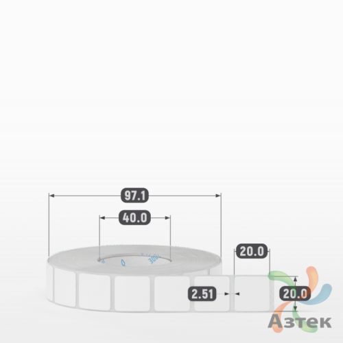 Этикетка самоклеящаяся 20х20 (рядов 1 по 2 000 шт) Термополипропилен белый в рулоне, втулка 40 мм (к) IQ code