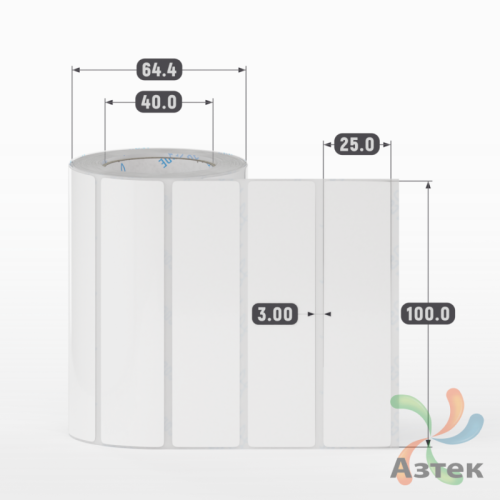 Этикетка самоклеящаяся 100х25 (рядов 1 по 500 шт) Полипропилен съемный клей в рулоне, втулка 40 мм (к) IQ code