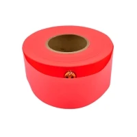 Силиконовая лента 35мм х 100м втулка 76 мм, цвет - красно-оранжевый неоновый