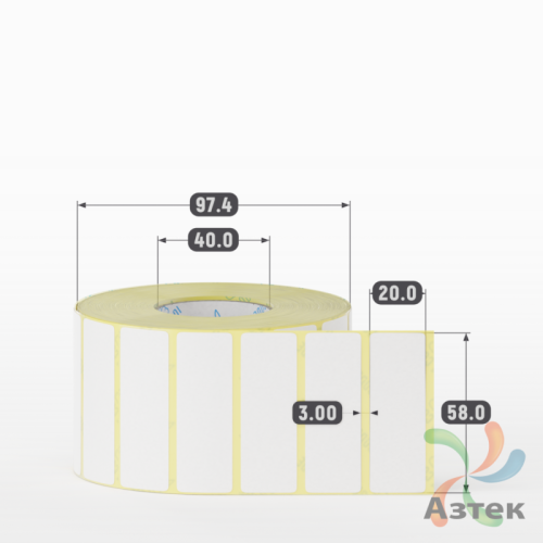 Термоэтикетка ТОП 58х20 (рядов 1 по 2 000 шт)  в рулоне, втулка 40 мм (к) IQ code