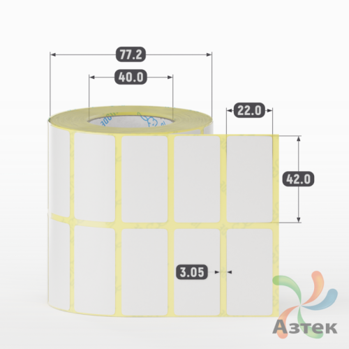 Термотрансферная этикетка 42х22 (рядов 2 по 1 000 шт) Полуглянец в рулоне, втулка 40 мм (к) IQ code