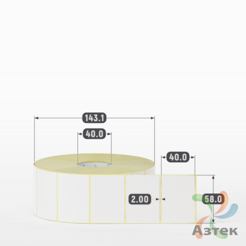 Термоэтикетка 58х40 (рядов 1 по 2500 шт) Termo ECO, втулка 40 мм (к) IQ code (подходит для Вайлдберриз) 