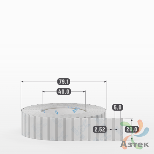 Этикетка самоклеящаяся с печатью 20х5 (рядов 1 по 5 000 шт) Прозрачный полипропилен в рулоне, втулка 40 мм (к) IQ code + Черная метка