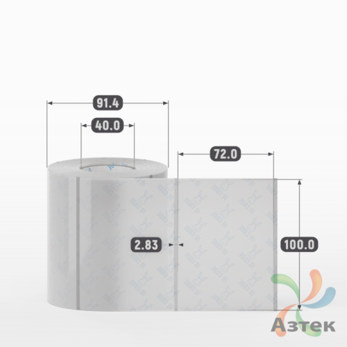 Этикетка самоклеящаяся с печатью 100х72 (рядов 1 по 500 шт) Прозрачный полипропилен в рулоне, втулка 40 мм (к) IQ code + Черная метка