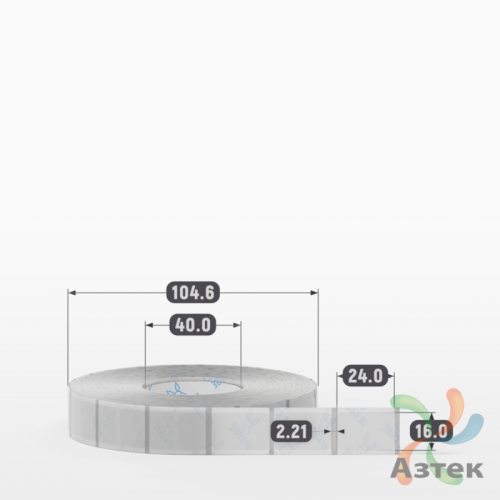 Этикетка самоклеящаяся с печатью 16х24 (рядов 1 по 2 000 шт) Прозрачный полипропилен в рулоне, втулка 40 мм (к) IQ code + Черная метка