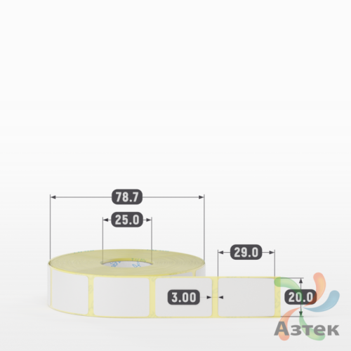 Термотрансферная этикетка 20х29 (рядов 1 по 1 000 шт) Полуглянец в рулоне, втулка 25 мм (к) IQ code