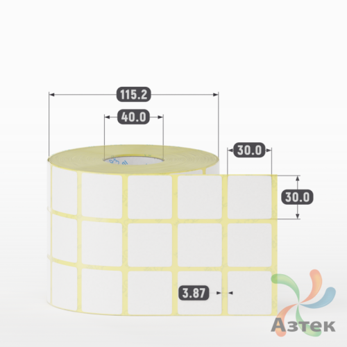 Термоэтикетка ЭКО 30х30 (рядов 3 по 2 000 шт)  в рулоне, втулка 40 мм (к) IQ code