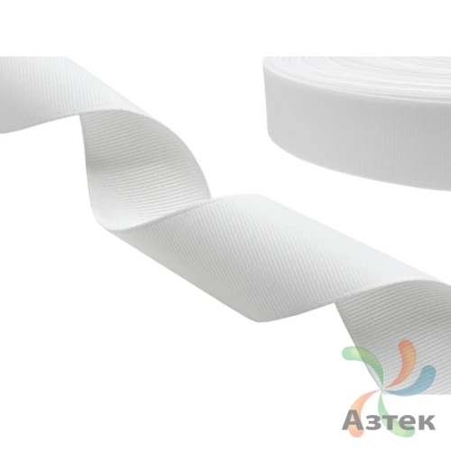 Репсовая лента 25мм х 100м втулка 40 мм, цвет - белый