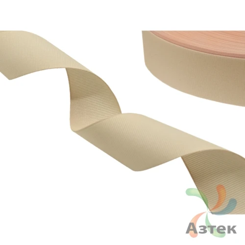 Репсовая лента 10мм х 100м втулка 40 мм, цвет - светло-бежевый