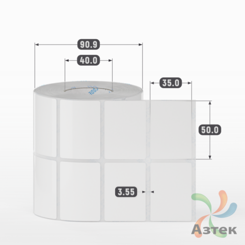 Этикетка самоклеящаяся 50х35 (рядов 2 по 1 000 шт) Полипропилен белый в рулоне, втулка 40 мм (к) IQ code 	