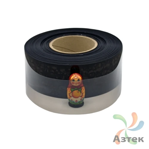 Силиконовая лента 35мм х 100м втулка 76 мм, цвет - черный полупрозрачный	