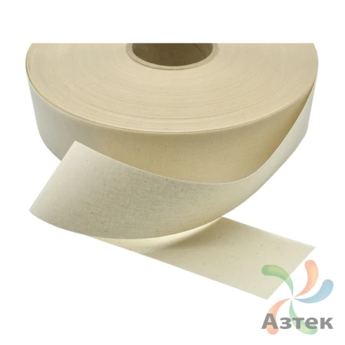 Хлопковая лента термоклеевая 35мм х 100м втулка 40 мм, цвет - натуральный	