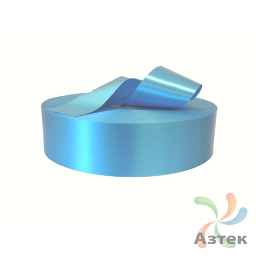 Сатиновая лента 60мм х 200м втулка 76 мм, цвет - голубой
