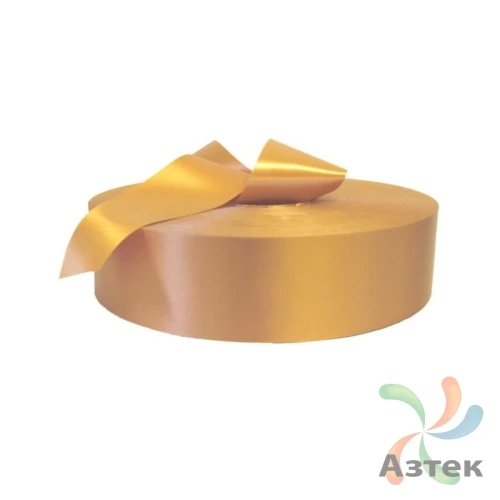 Сатиновая лента 25мм х 200м втулка 76 мм, цвет - желто-золотой