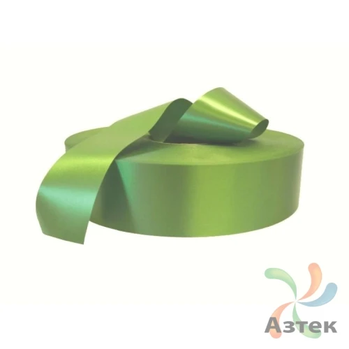 Сатиновая лента 35мм х 200м втулка 76 мм, цвет - зеленый