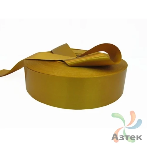 Сатиновая лента 35мм х 200м втулка 76 мм, цвет - золотистый