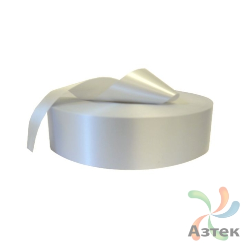 Сатиновая лента 50мм х 200м втулка 76 мм, цвет - серебристый