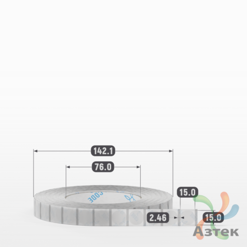 Этикетка самоклеящаяся с печатью + Черная метка/ КРУГ 15 мм (рядов 1 по 5 000 шт) Прозрачный полипропилен в рулоне, втулка 76 мм (к) IQ code