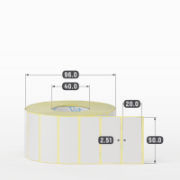 Этикетка самоклеящаяся 50х20 (рядов 1 по 1 000 шт) PVC WHITE (Eggshell fragile) белая в рулоне, втулка 40 мм (к) IQ code