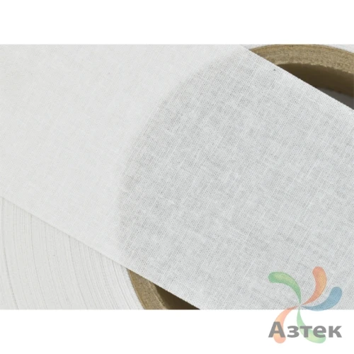 Хлопковая лента 25мм х 220м втулка 76 мм, цвет - натуральный отбеленный