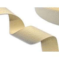 Хлопковая лента с тканным краем 40мм х 100м втулка 40 мм, цвет - бежевый