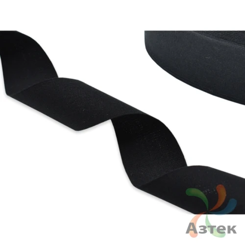 Хлопковая лента с тканным краем 40мм х 100м втулка 40 мм, цвет - черный