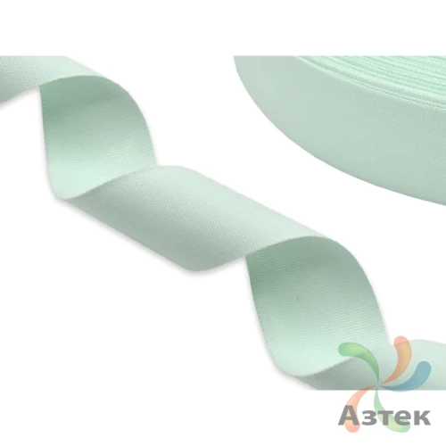 Хлопковая лента с тканным краем 15мм х 100м втулка 40 мм, цвет - мятный