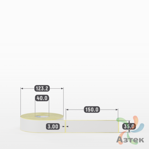Термотрансферная этикетка 35х150 (рядов 1 по 500 шт) Полуглянец в рулоне, втулка 40 мм (к) IQ code