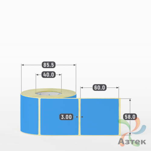 Термоэтикетка 58х60 Termo ECO цветная (рядов 1 по 500 шт), втулка 40 мм (к) цвет - Голубой, 