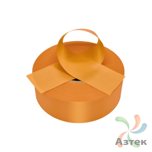 Сатиновая лента 60мм х 200м втулка 76 мм, цвет - оранжево-желтый