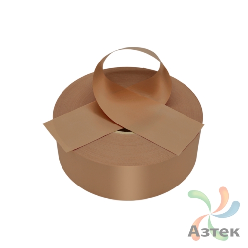 Сатиновая лента 60мм х 200м втулка 76 мм, цвет - светло-коричневый