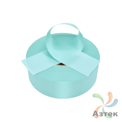 Сатиновая лента 15мм х 200м втулка 76 мм, цвет - лазурный