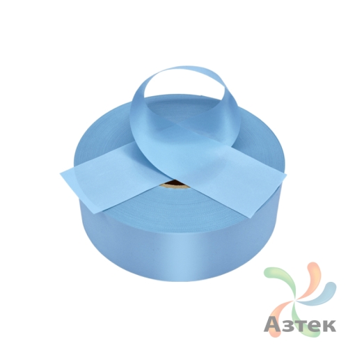 Сатиновая лента 60мм х 200м втулка 76 мм, цвет - небесный