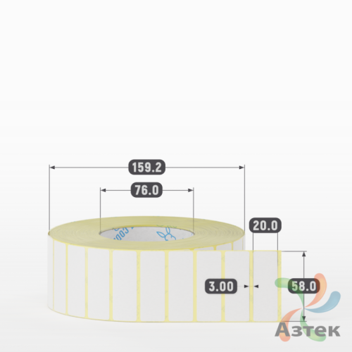 Термоэтикетка ТОП 58х20 (рядов 1 по 5 000 шт)  в рулоне, втулка 76 мм (к) IQ code