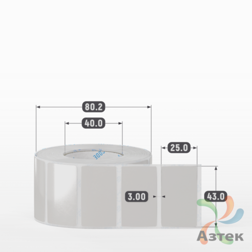 Этикетка 43х25 цветная Полипропилен (рядов 1 по 1000 шт), втулка 40 мм (к) цвет -  Pantone Cool Gray 1 C  