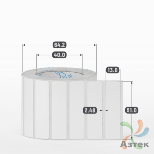 Этикетка самоклеящаяся 51х13 (рядов 1 по 1 000 шт) Полипропилен белый в рулоне, втулка 40 мм (к) IQ code 	