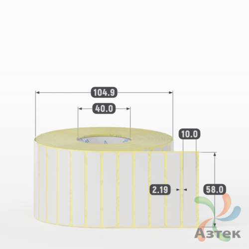 Термотрансферная этикетка 58х10 (рядов 1 по 5 000 шт) Полуглянец в рулоне, втулка 40 мм (к) IQ code