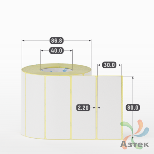 Термоэтикетка ЭКО 80х30 (рядов 1 по 1 000 шт)  в рулоне, втулка 40 мм (к) IQ code