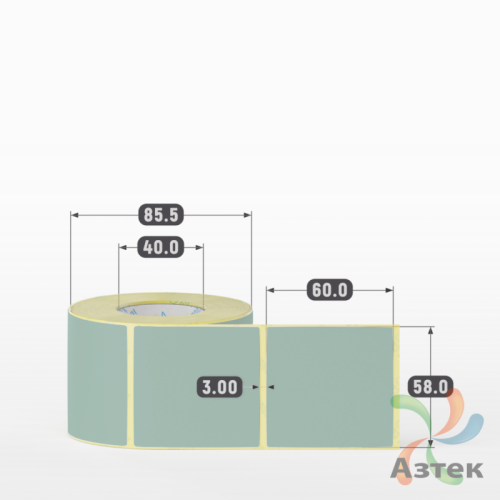 Термоэтикетка 58х60 Termo ECO цветная (рядов 1 по 500 шт), втулка 40 мм (к) цвет - Pantone 622 U, 