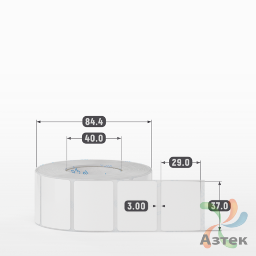 Этикетка самоклеящаяся 37х29 (рядов 1 по 1 000 шт) Полипропилен белый в рулоне, втулка 40 мм (к) IQ code 	